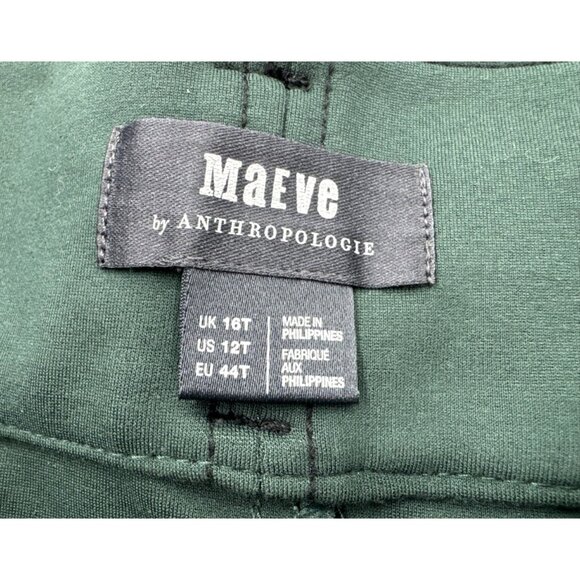 Maeve Anthropologie Dress Pants Trousers Womens 12T Green Belted Wide Leg Ponte - Picture 4 of 12